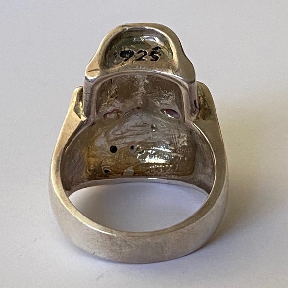 925 Silver stars skull bike biker ring cz stone - Picture 4 of 5